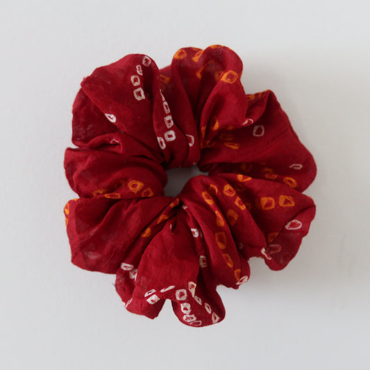 Red Bandhani Scrunchie