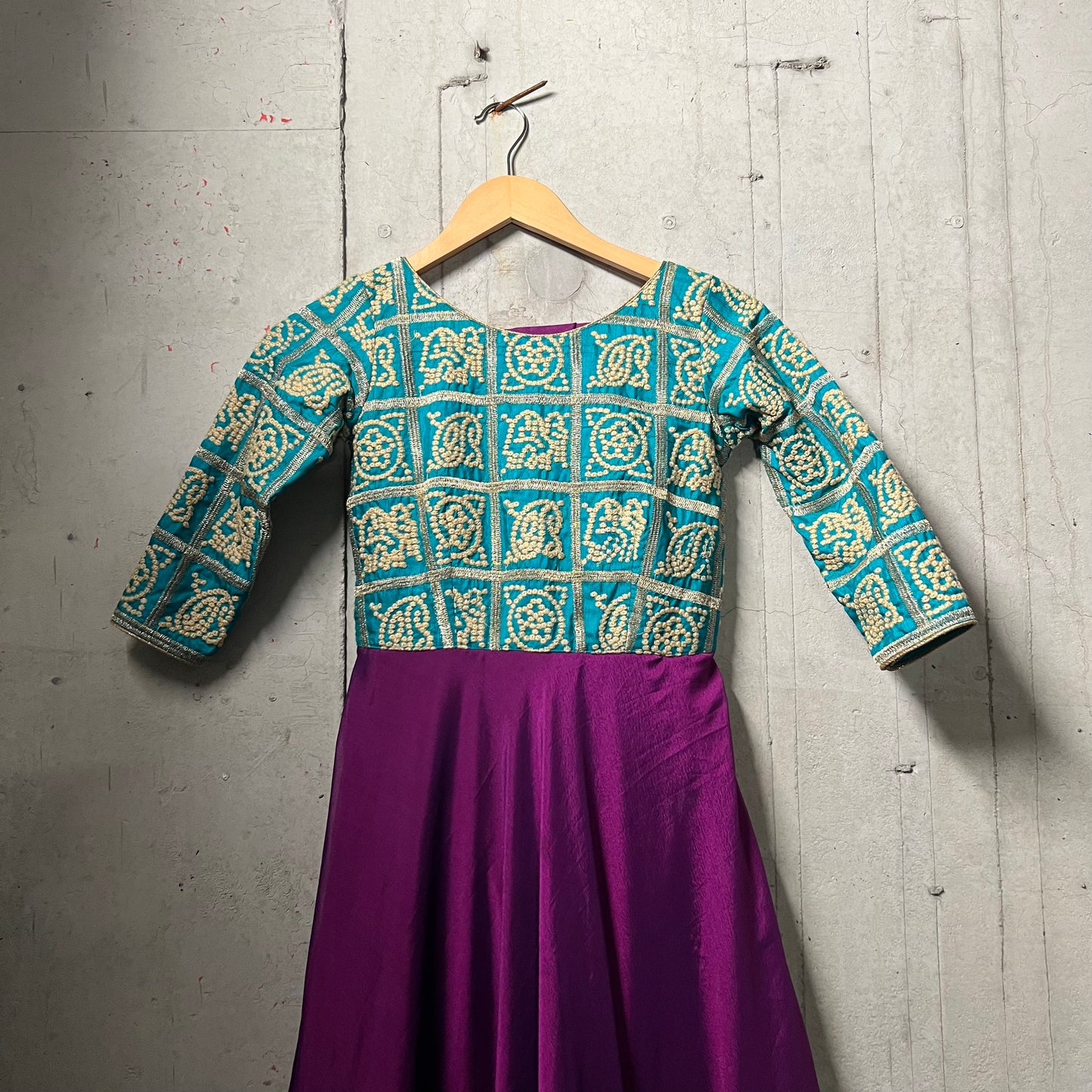 Teal Purple Anarkali Top and Dupatta - Traditional Indian Ethnic Wear