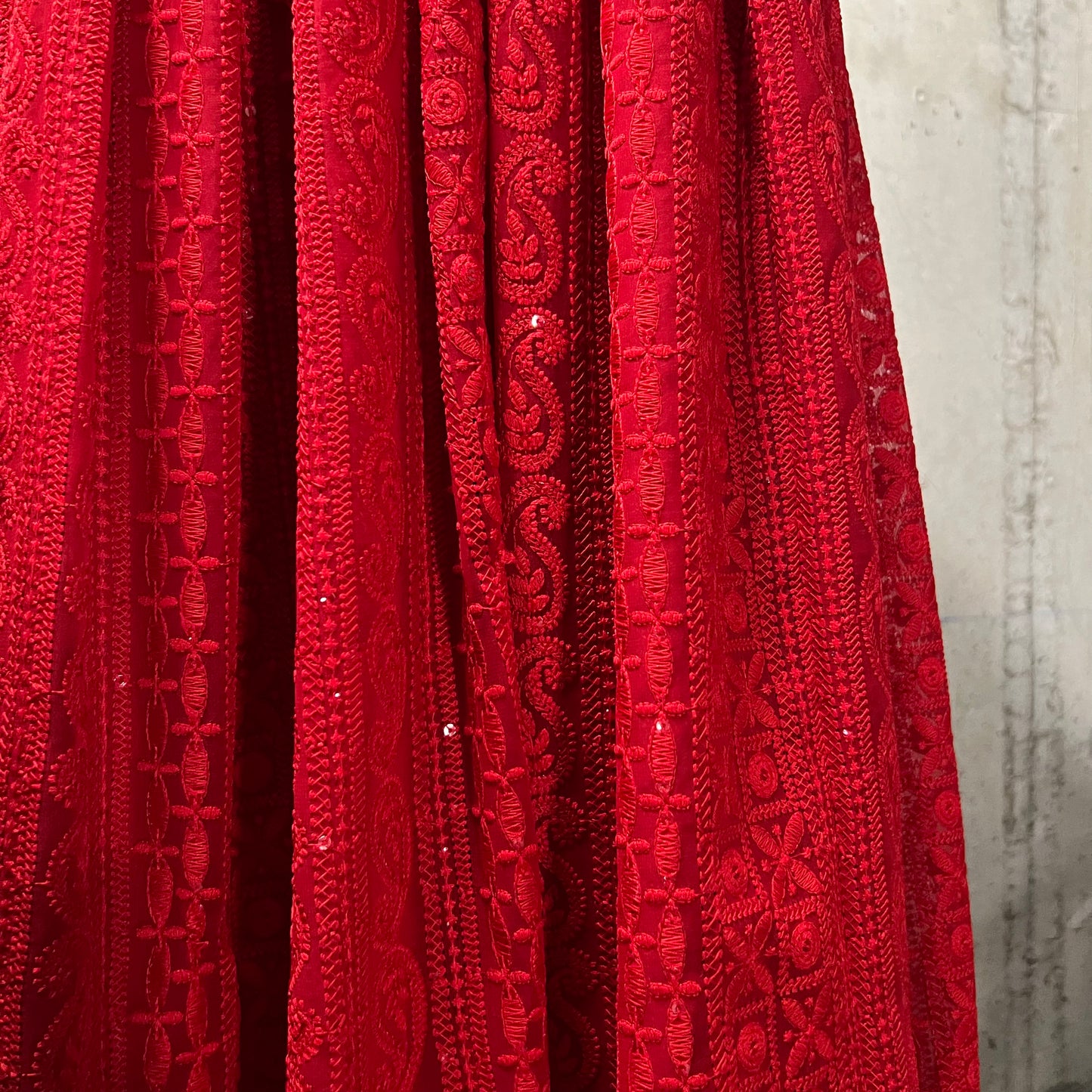 Red Chikankari Anarkali Top - Embroidered Indian Ethnic Wear