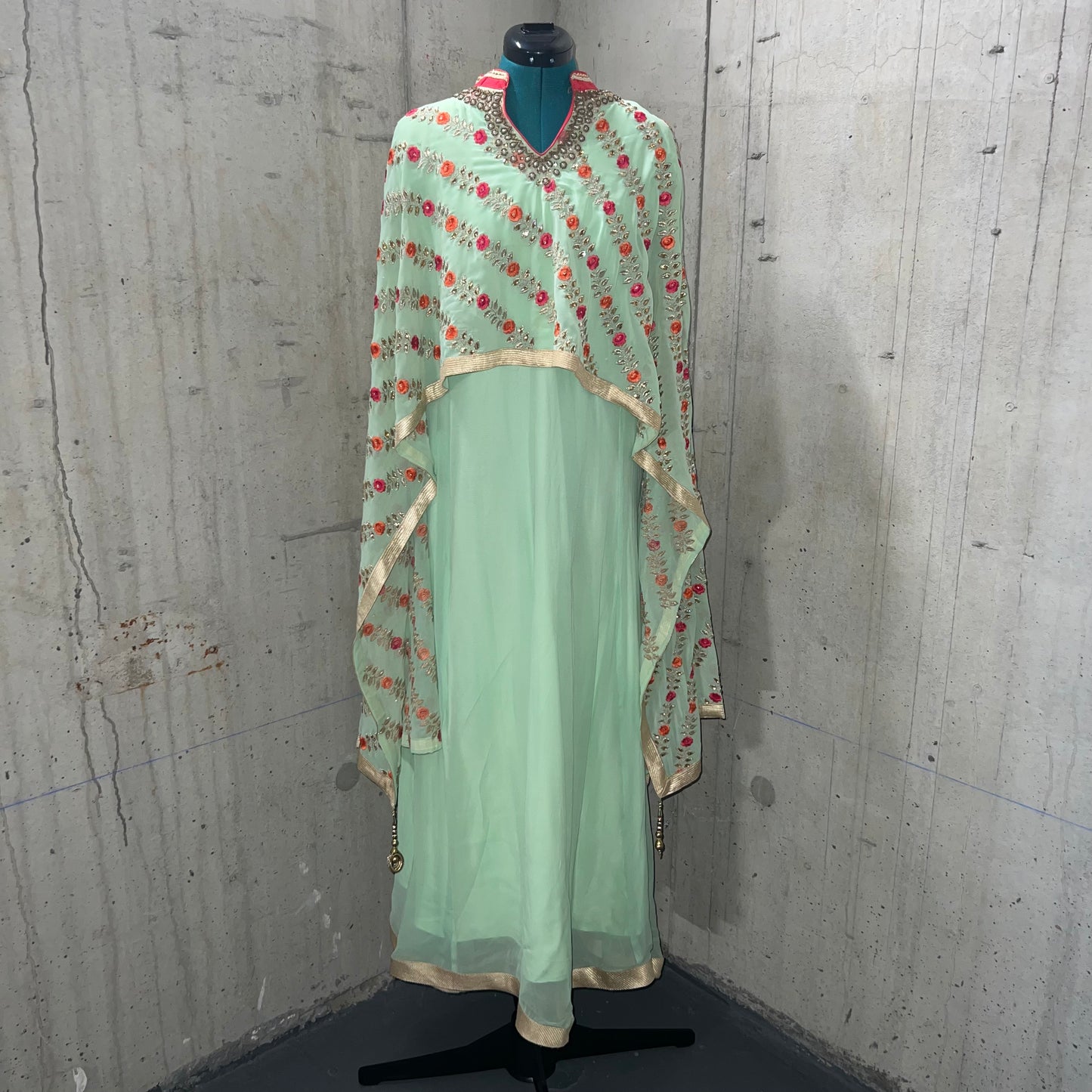 Mint Green Dress with Attached Dupatta