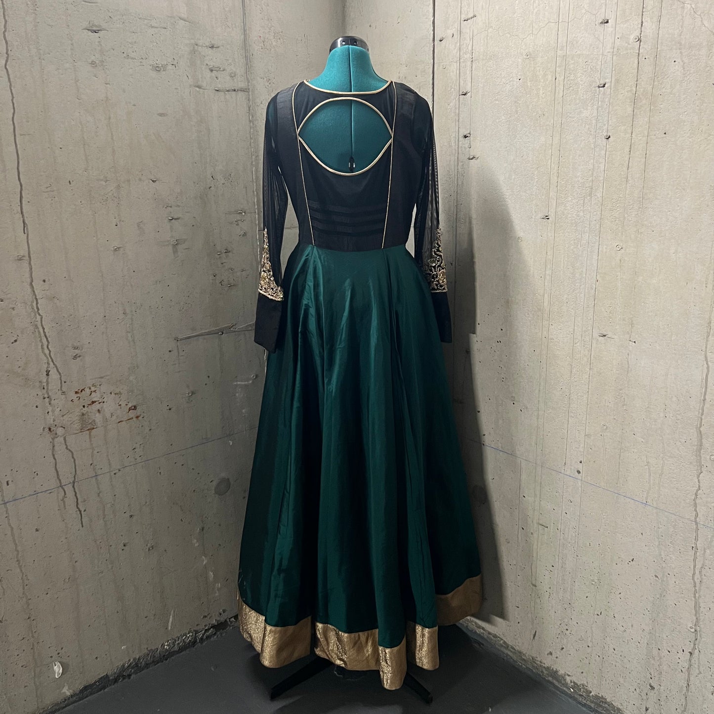 Green Black Gold Anarkali - Elegant Ethnic Wear for Women