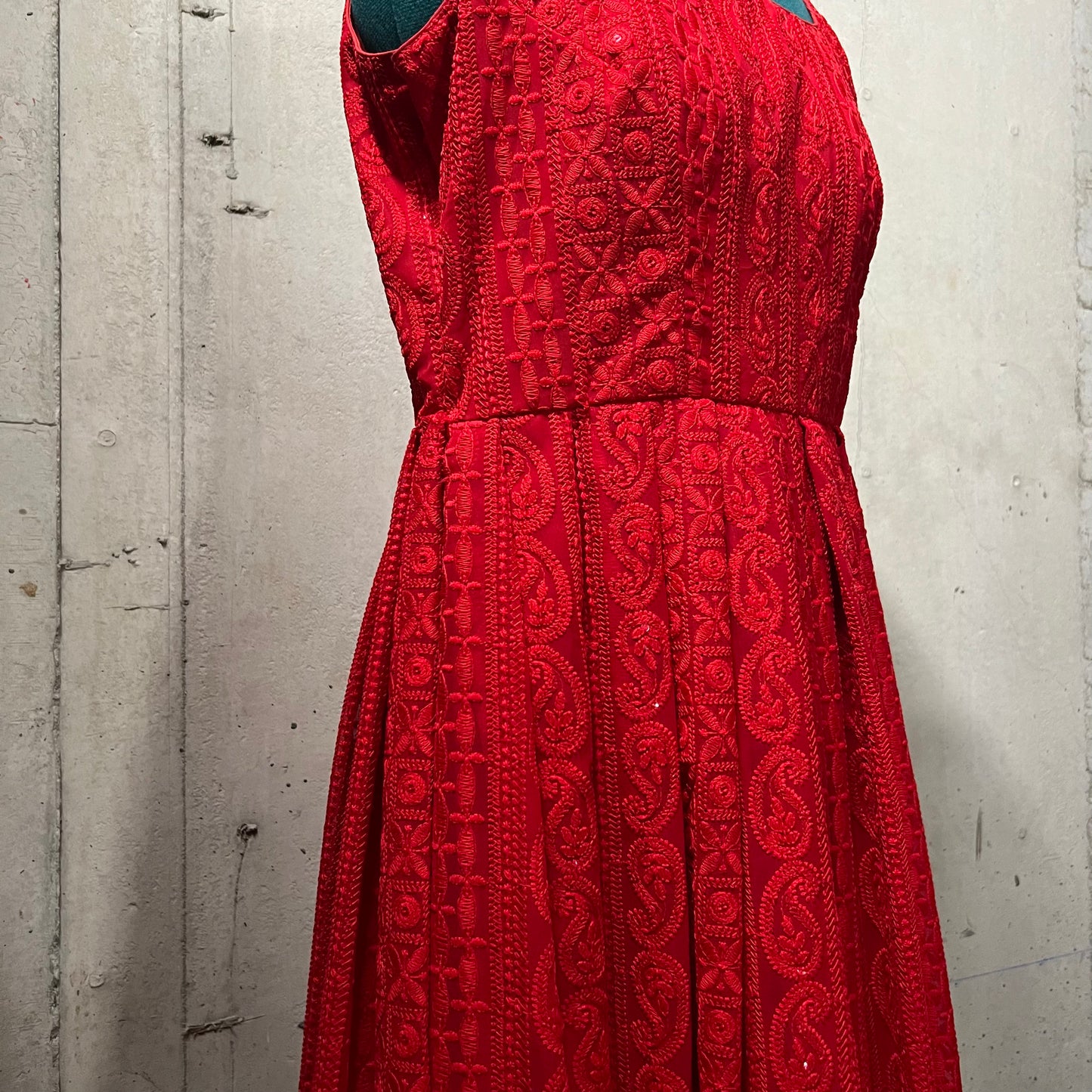 Red Chikankari Anarkali Top - Embroidered Indian Ethnic Wear