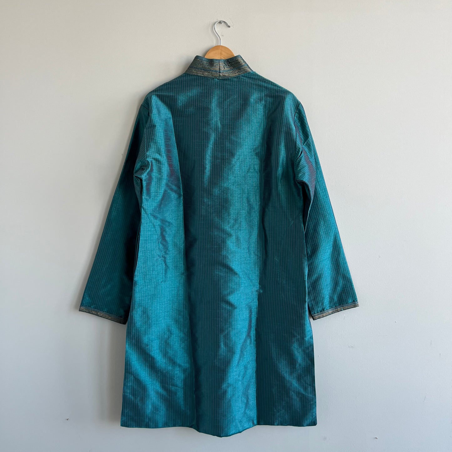 Turquoise Silk Kurta Set for Men