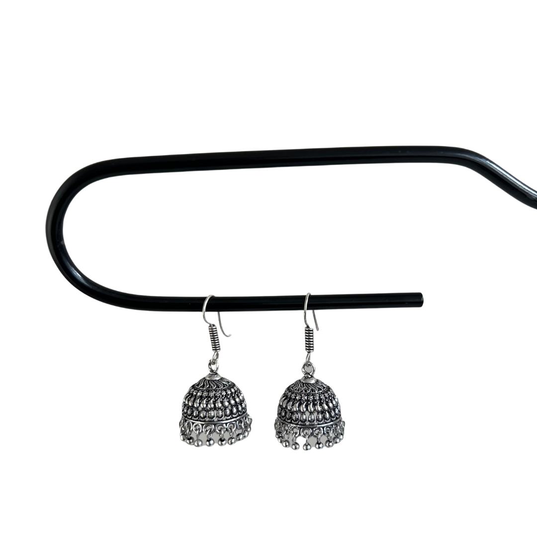 mini silver jhumkas