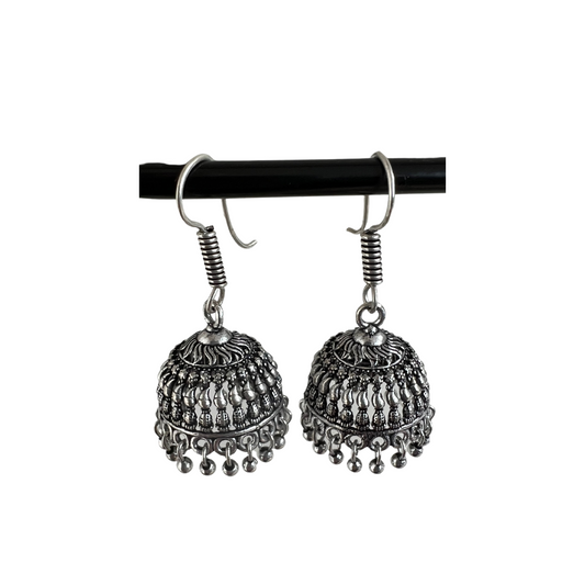 mini silver jhumkas