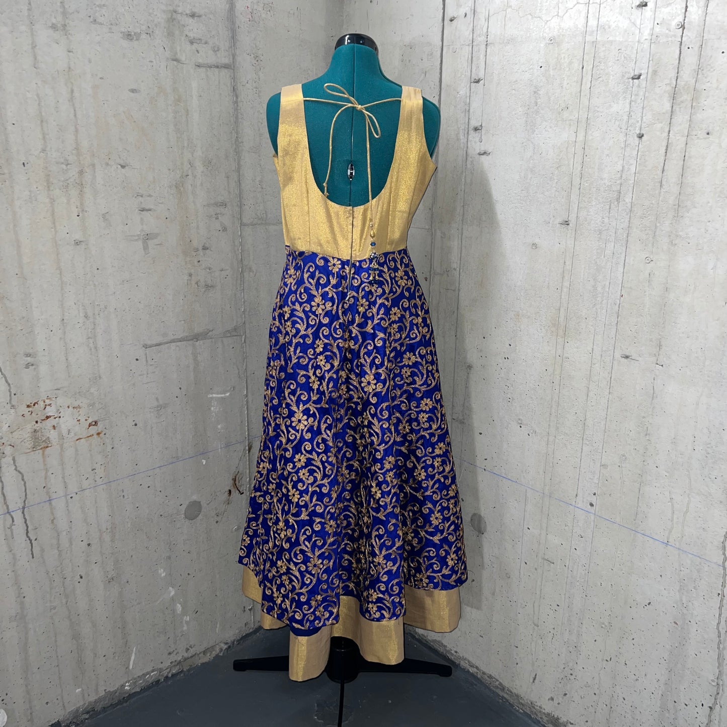 Blue Anarkali with Orange Dupatta