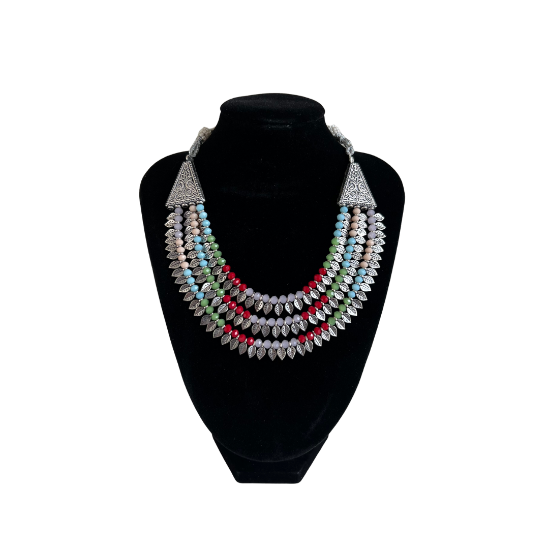 Vibrant Oxidized Necklace - A Burst of Colors to Brighten Up Your Look!