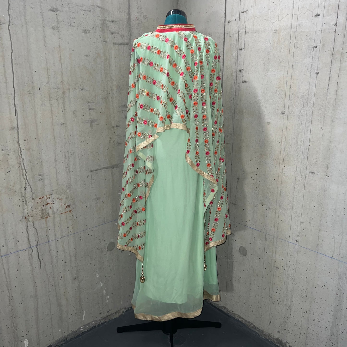 Mint Green Dress with Attached Dupatta