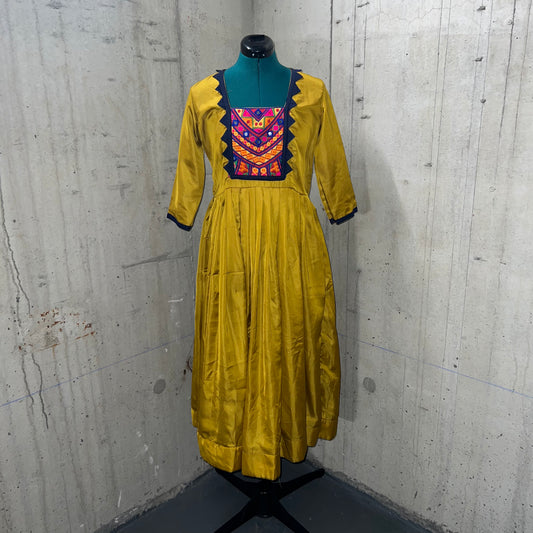 Satin Mustard Anarkali Top - Elegant and Versatile Indian Ethnic Wear